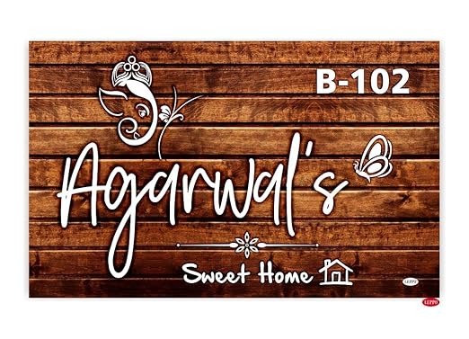 LEPPO Personalised I Customized Wooden Name Plate for Entrance Door I Wall I Home Decoration I Showpiece Dl292 (8 X 12 inch) (Wd_4)